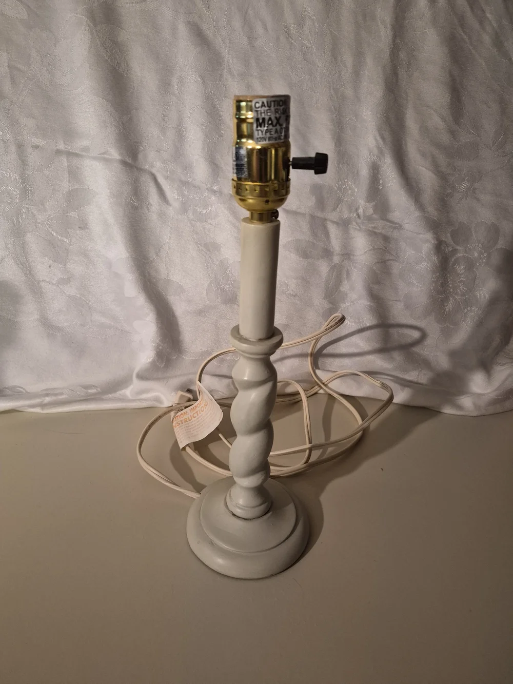 Cream Hand Carved And Turned Stone Table Lamp